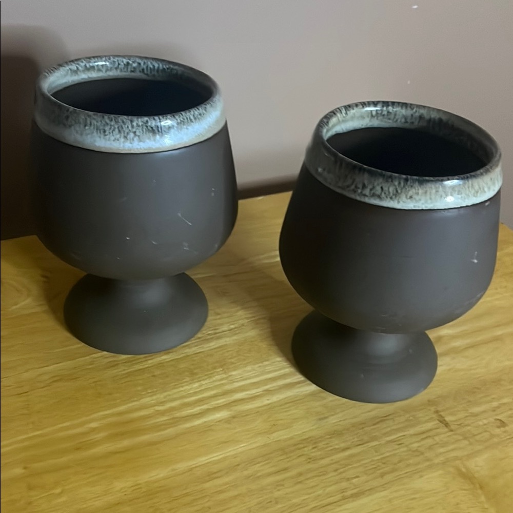 😄Vintage Green Earth Clay goblets